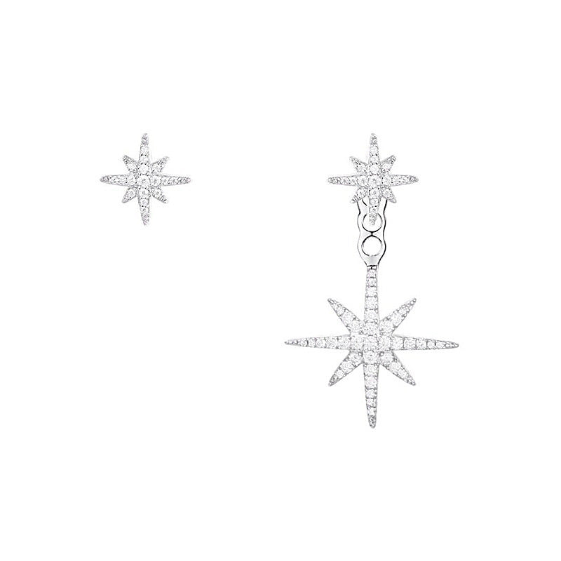 Six-pointed star 925 sterling silver zircon ladies earrings-Jewearrings