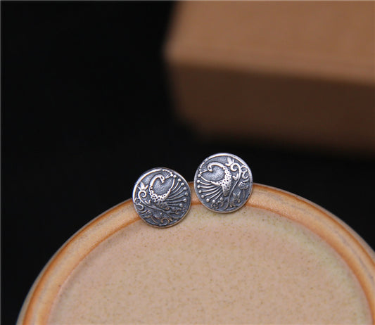 Palace Vintage Round S990 Pure Silver Ladies Earrings-Jewearrings