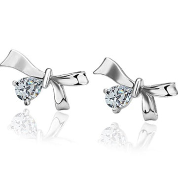 Female Crystal Zircon Bow Earrings-Jewearrings