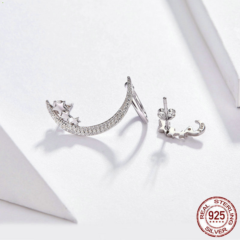 S925 Sterling Silver Earrings Women Fashion Simple Meteors Platinum Plated-Jewearrings