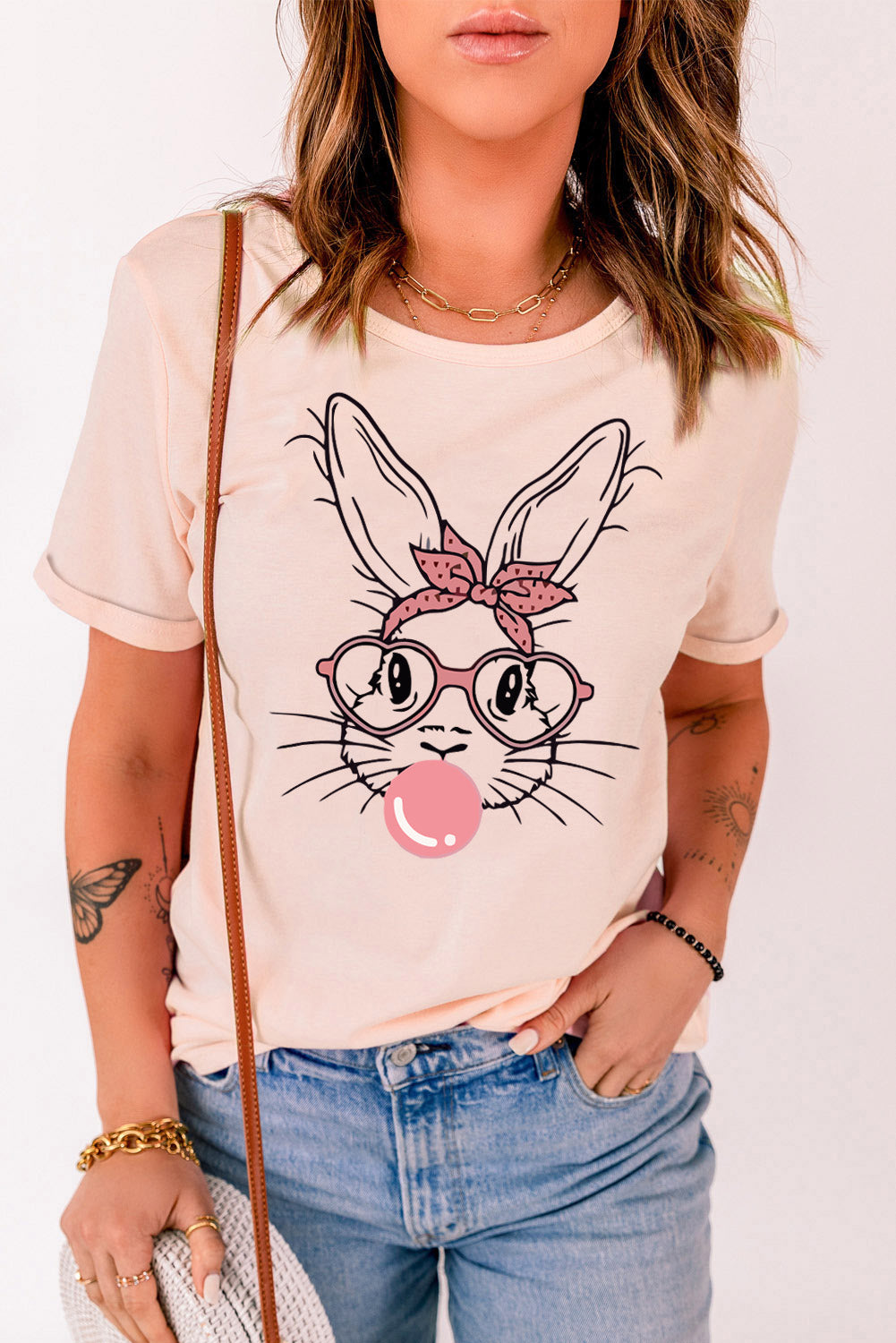 Rabbit Graphic Easter Tee Shirt-Jewearrings