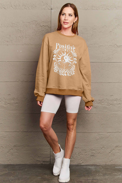 Simply Love Full Size POSITIVE ENERGY Graphic Sweatshirt-Jewearrings