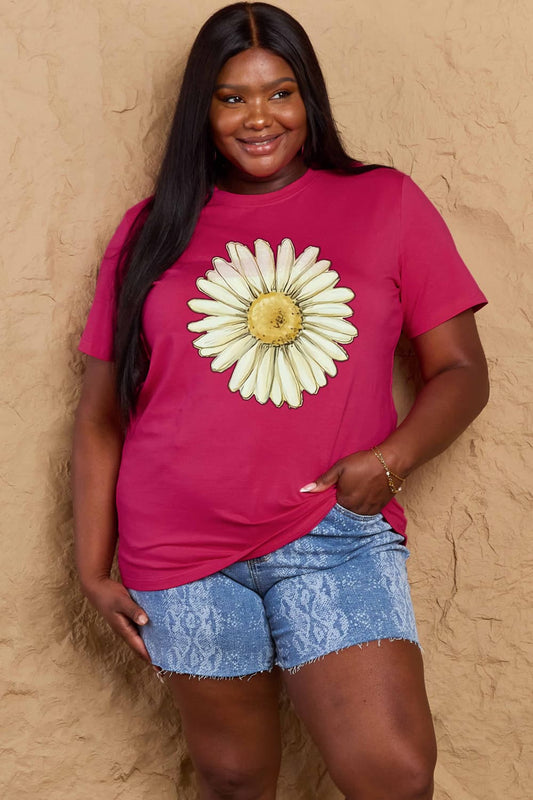 Simply Love Full Size FLOWER Graphic Cotton Tee-Jewearrings