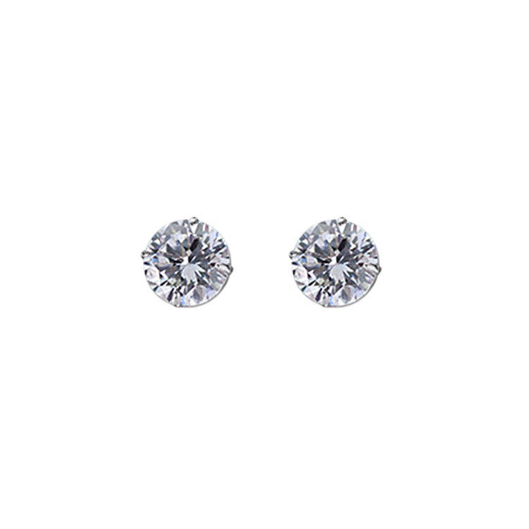 Women's Fashion Simple Pure Silver Zircon Stud Earrings-Jewearrings