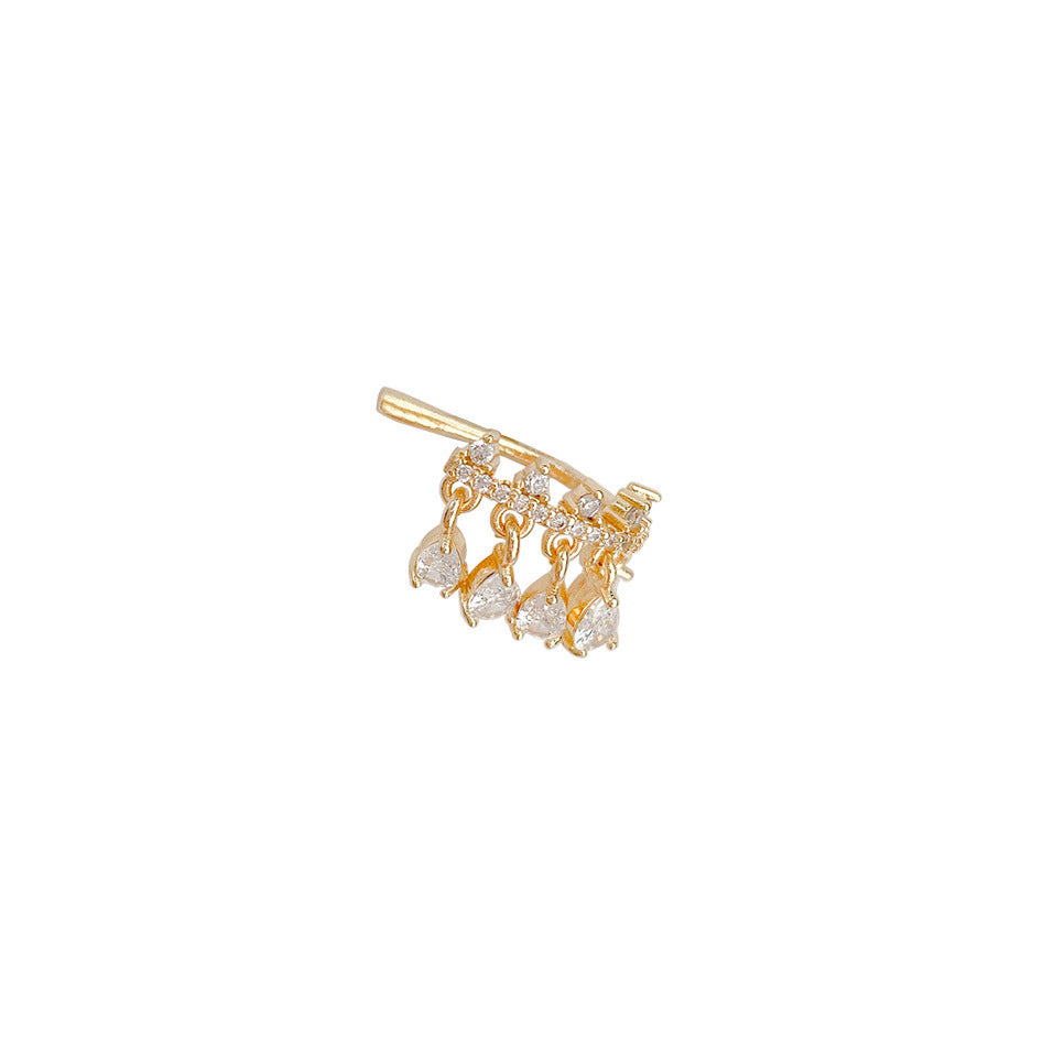 Light Luxury Zircon Drop Ear Clip Without Pierced Earrings-Jewearrings