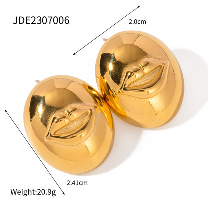 Fashion Lip Shape Ball Stud Earrings High-grade Simple Titanium Steel Earrings-Jewearrings