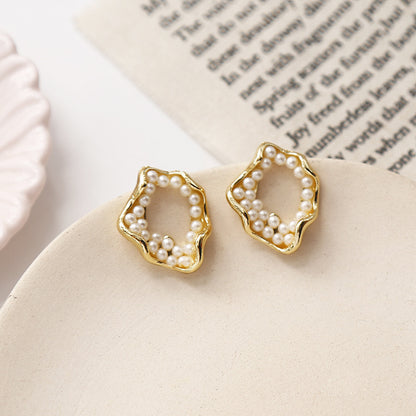 Irregular geometric broken pearl earrings-Jewearrings