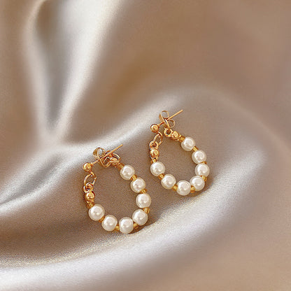 S925 Silver Needle Design Sense French Pearl Earrings Women-Jewearrings