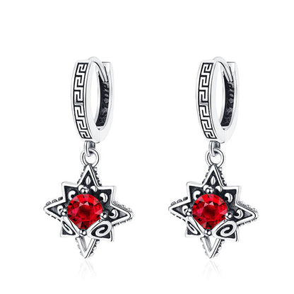 Sterling Silver Earrings Six-pointed Star 925 Silver Ear Ring-Jewearrings