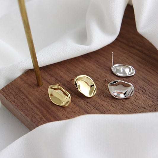 Simple and irregular gold-plated female stud earrings-Jewearrings