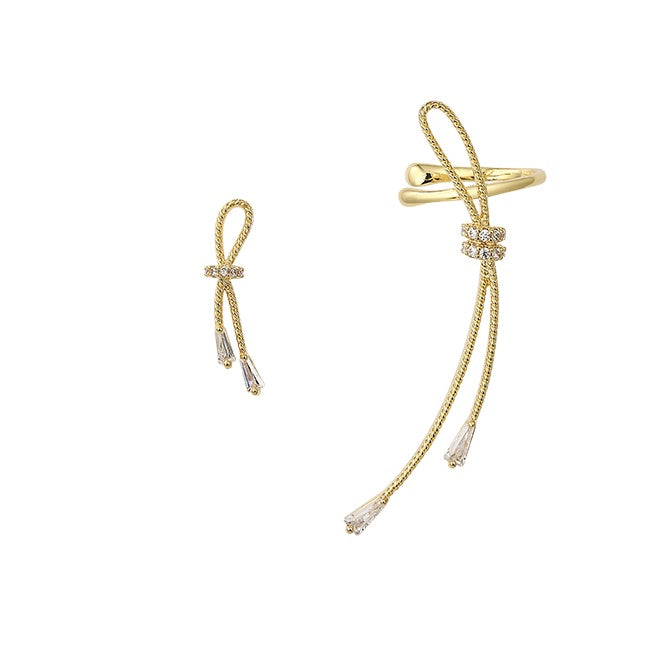 Asymmetric ear bone clip earrings-Jewearrings