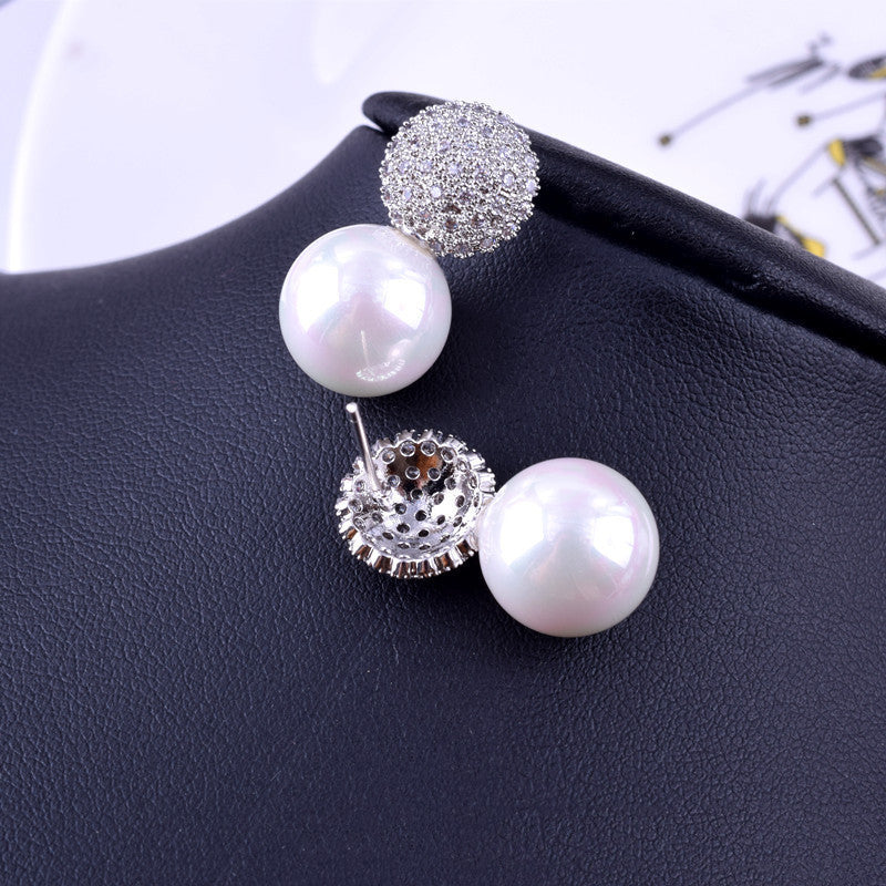 Simple pearl silver earrings-Jewearrings