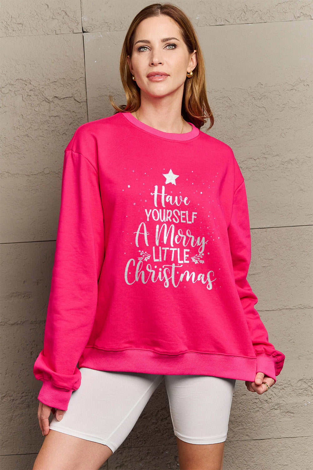 Simply Love Full Size HAVE YOURSELF A MERRY LITTLE CHRISTMAS Round Neck Sweatshirt-Jewearrings