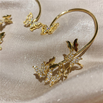 Ear Clip One Fairy Butterfly Shape Temperament Super Fairy Earrings High Sense Earrings-Jewearrings