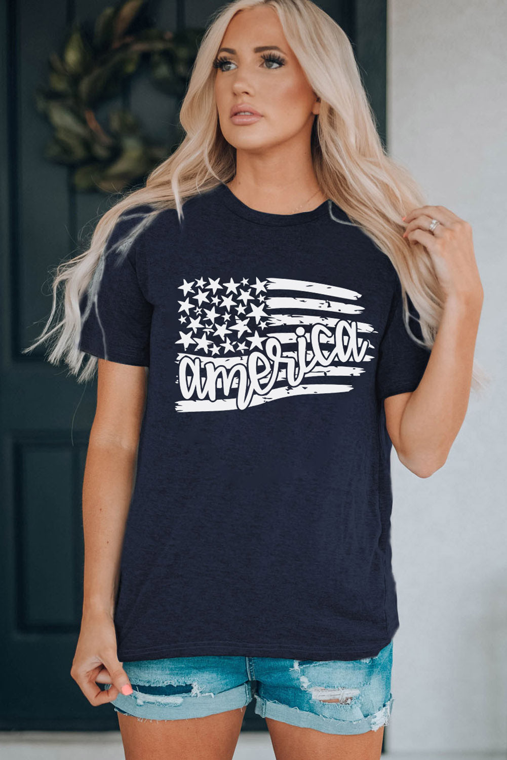 AMERICA US Flag Graphic Tee-Jewearrings