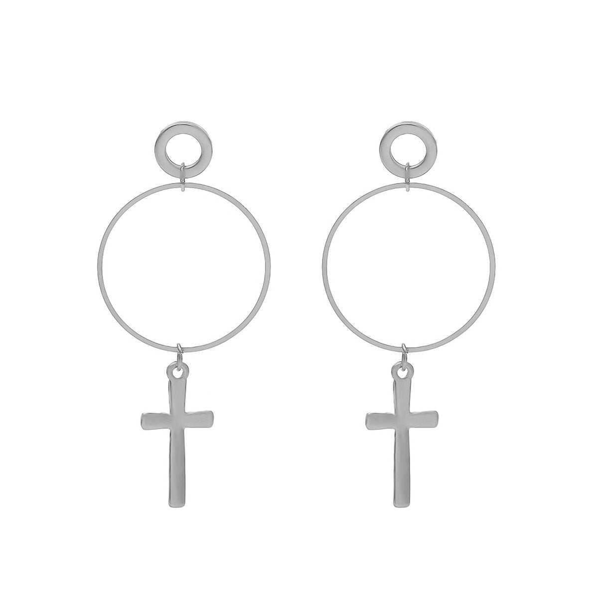 Cross pendant earrings-Jewearrings