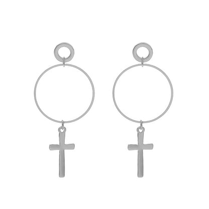 Cross pendant earrings-Jewearrings