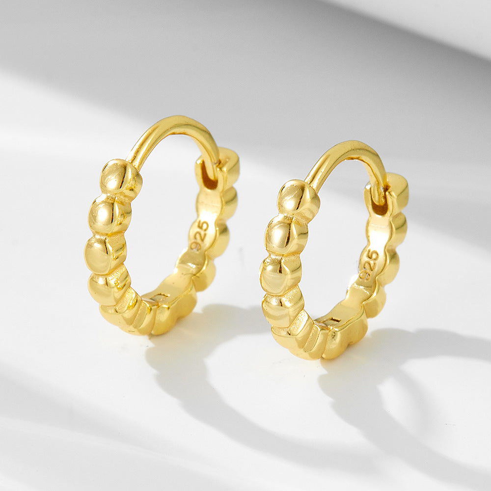 S925 Sterling Silver French Retro Hoop Earrings-Jewearrings