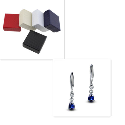 White gold-plated colored imitation sapphire earrings-Jewearrings