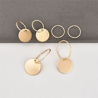 Womens Fashion Gold color Wafer Charm Stud Earrings-Jewearrings