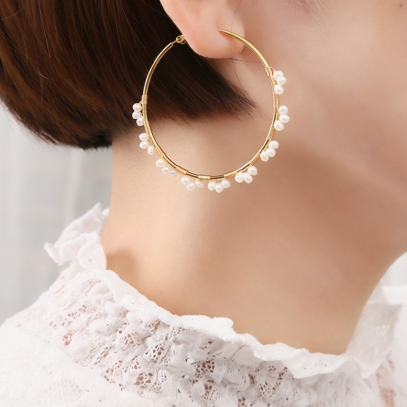 Tamsui Pearl Fashion Temperament Court Earrings-Jewearrings