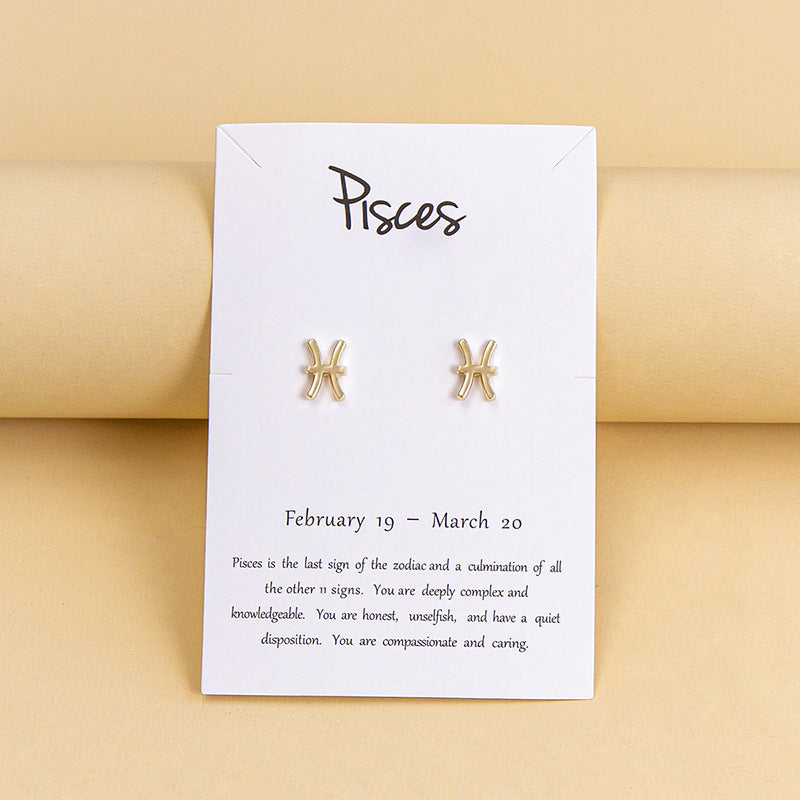 Twelve Constellation Earrings Gold And Silver 12 Zodiac-Jewearrings