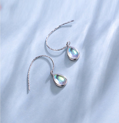 Sterling silver drop-shaped glass gradient earrings female basic ins net red earrings Korean earrings-Jewearrings