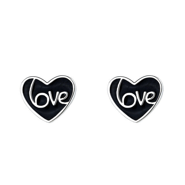 Small And Exquisite Love Earrings In Sterling Silver-Jewearrings