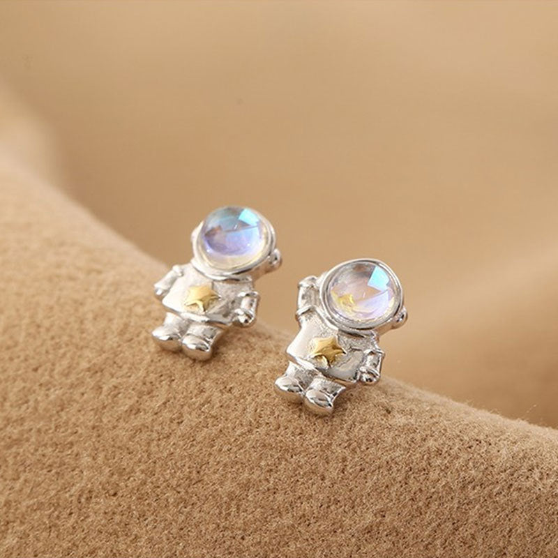 Chinese Star Astronaut 925 Sterling Silver Stud Earrings Special Design Sense Of Small Female Ins Trend-Jewearrings