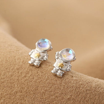 Chinese Star Astronaut 925 Sterling Silver Stud Earrings Special Design Sense Of Small Female Ins Trend-Jewearrings