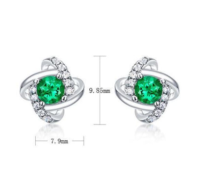 Women's Retro S925 Silver Emerald Stud Earrings-Jewearrings