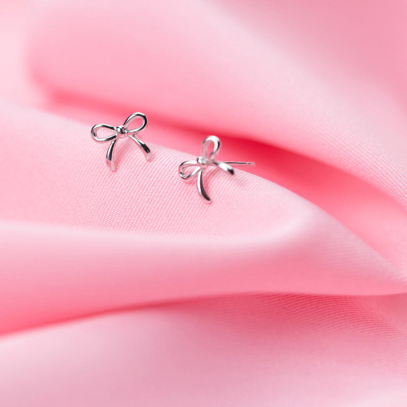 Women's Fashion Personality Bow Silver Earrings-Jewearrings