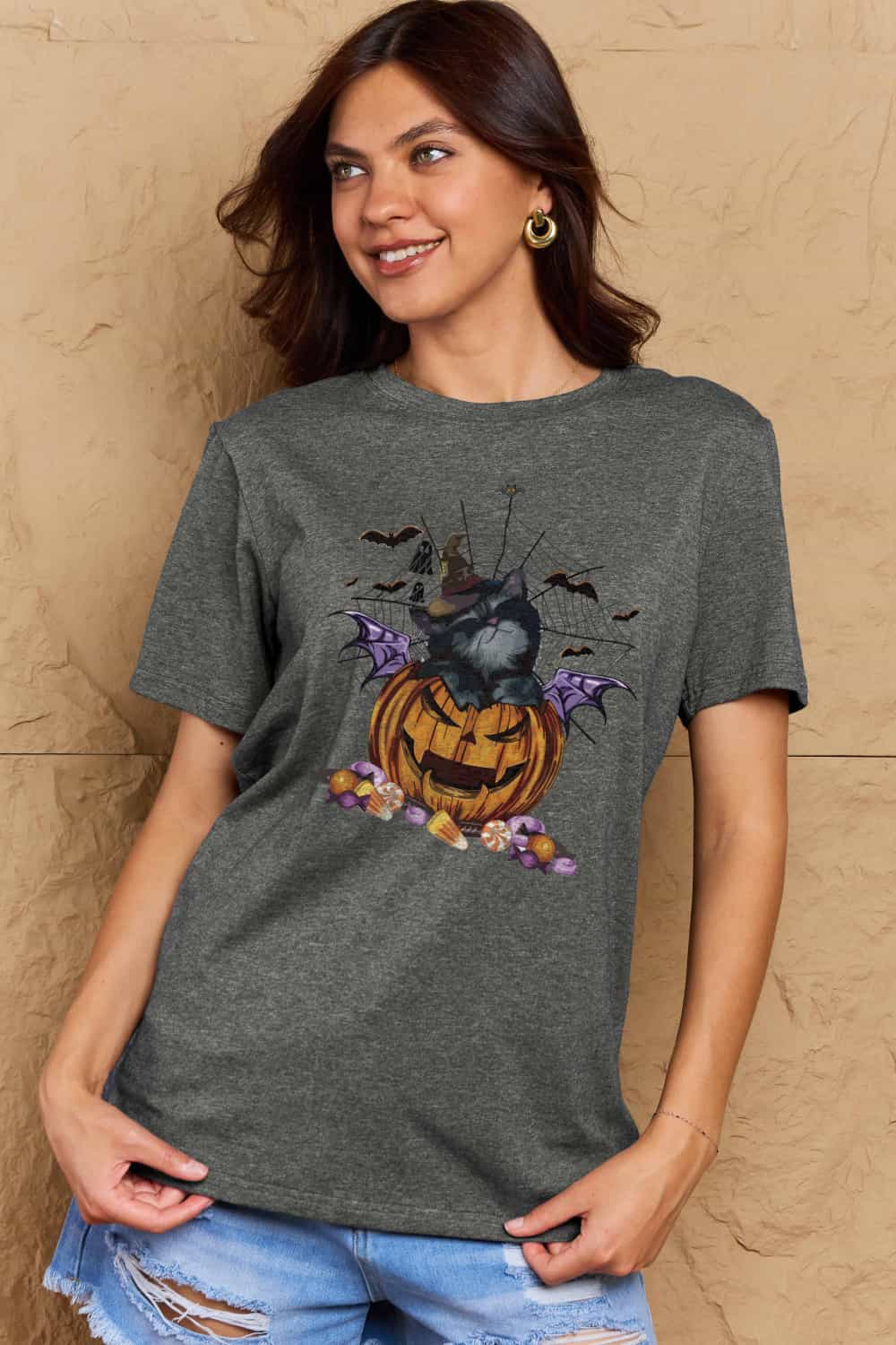 Simply Love Full Size Jack-O'-Lantern Graphic T-Shirt-Jewearrings