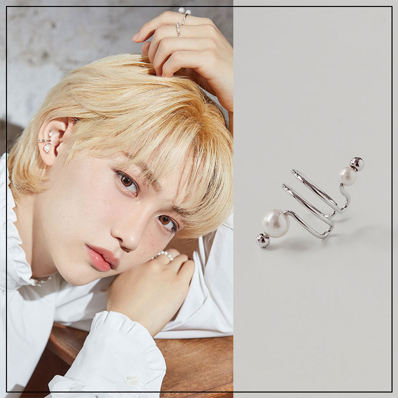 Minimalist Line Pearl Ear Bone Clip Design Pearl Earrings-Jewearrings