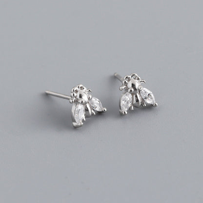 Small And Simple Insect-shaped S925 Sterling Silver Stud Earrings-Jewearrings