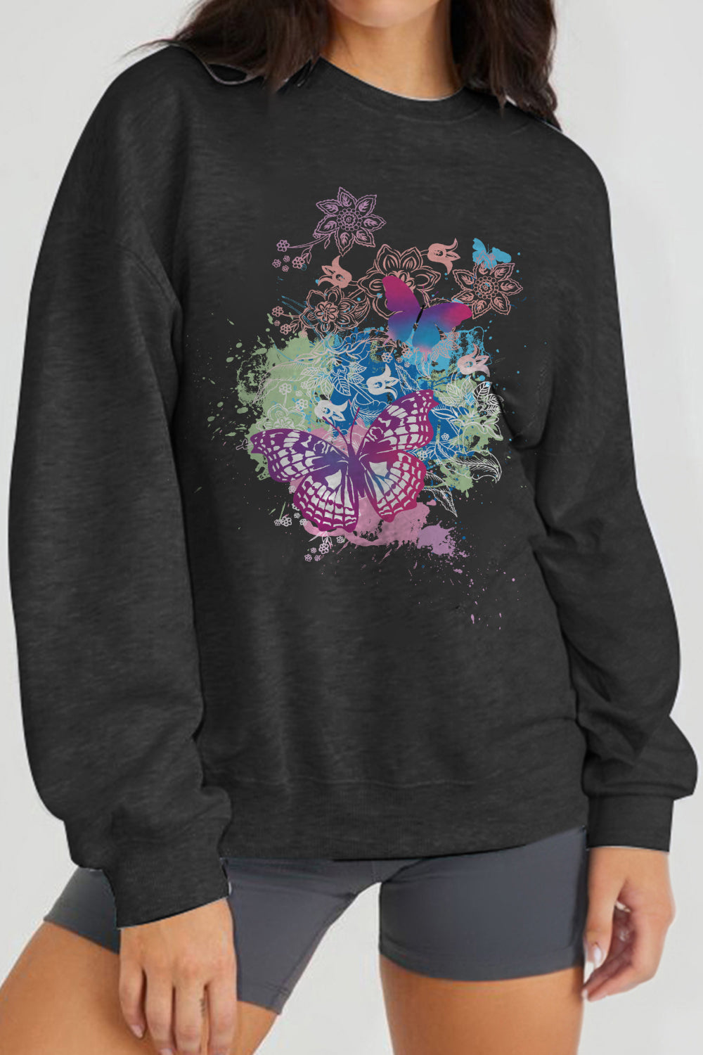 Simply Love Simply Love Full Size Butterfly Graphic Sweatshirt-Jewearrings