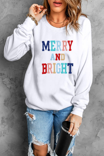 MERRY AND BRIGHT Graphic Sweatshirt-Jewearrings