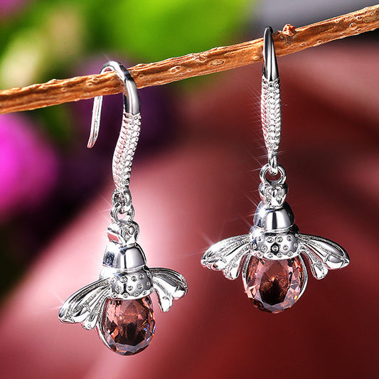 Little Bee S925 Sterling Silver Zircon Personality Earrings-Jewearrings