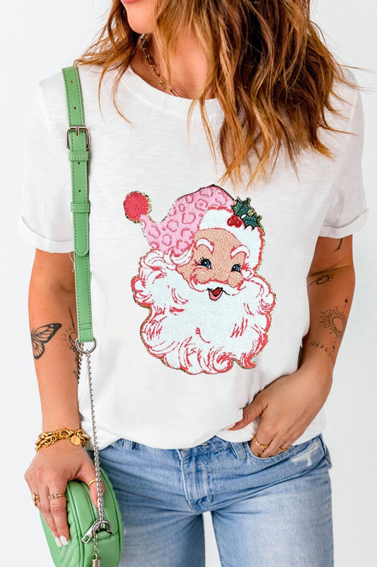 Santa Round Neck Short Sleeve T-Shirt-Jewearrings