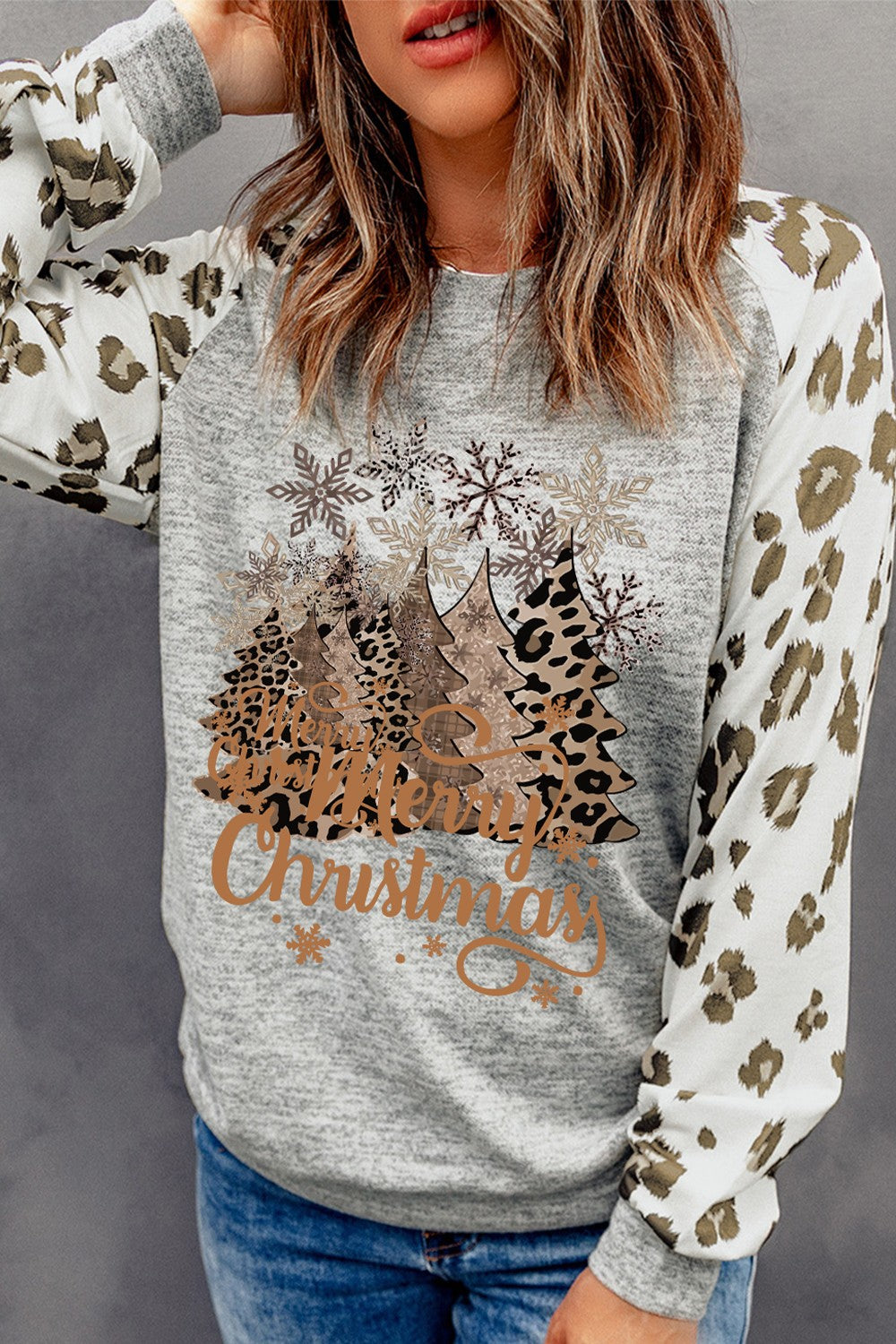 Graphic Leopard Long Sleeve Sweatshirt-Jewearrings