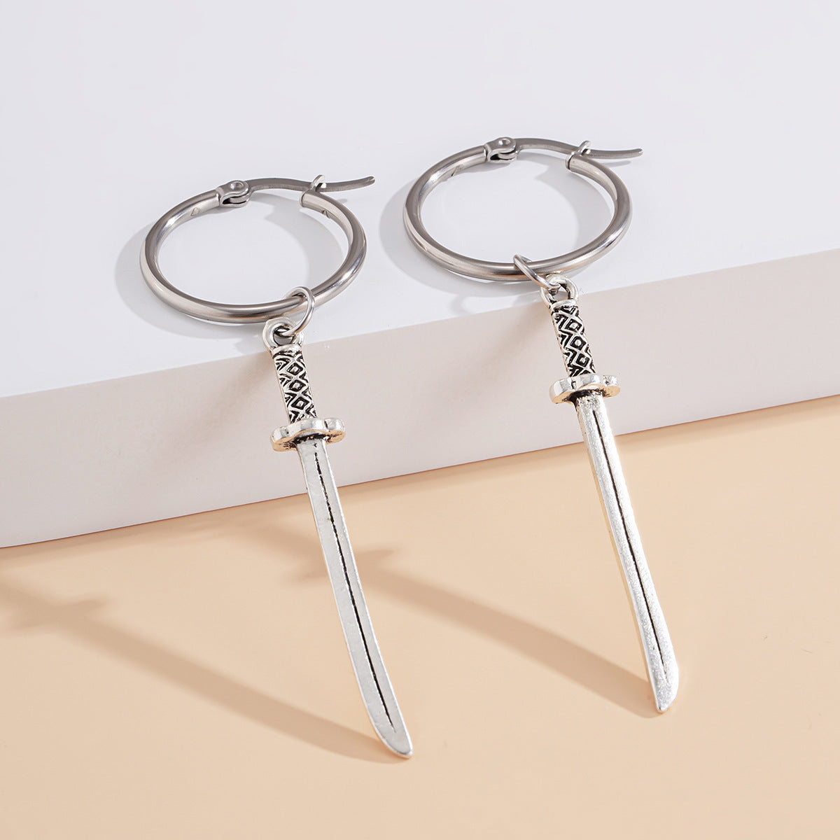 Exaggerated Personality Long Cross Sword Earrings-Jewearrings