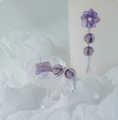 Flower Earrings Vintage Purple Non-piercing Ear Clip-Jewearrings