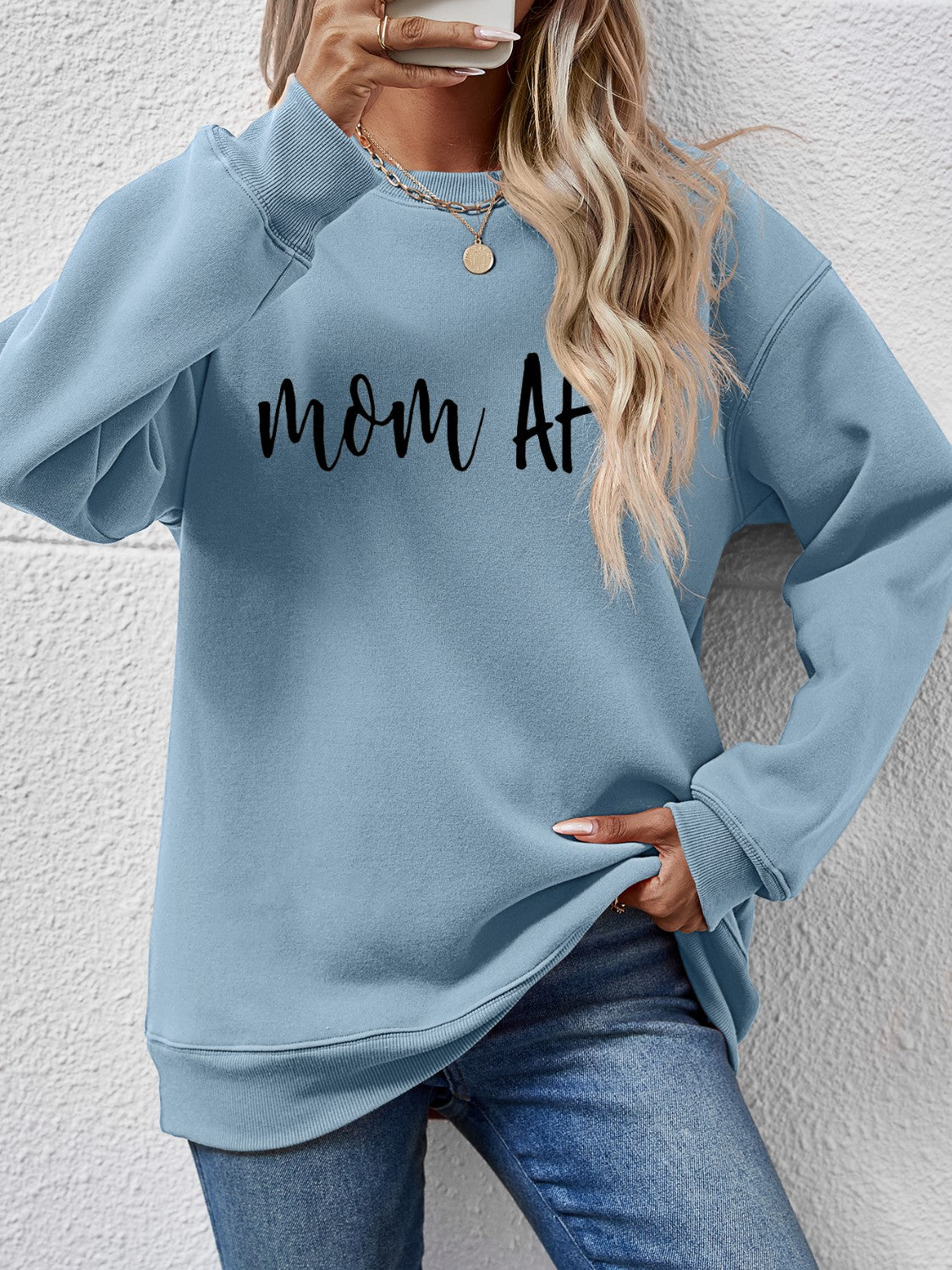 Letter Graphic Dropped Shoulder Sweatshirt-Jewearrings