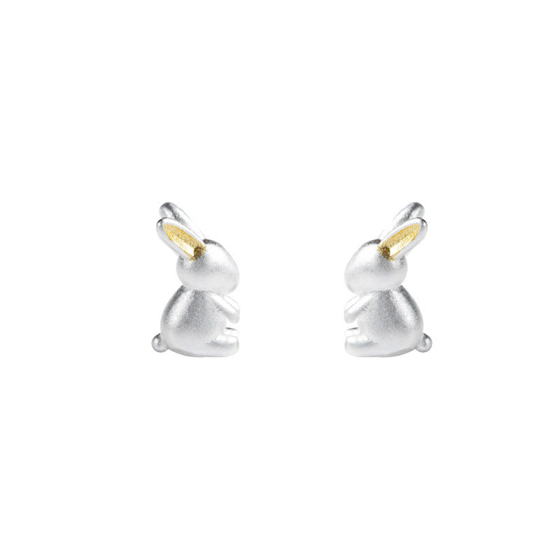 Sterling Silver Little White Rabbit Earrings All Body Silver Cute Rabbit-Jewearrings