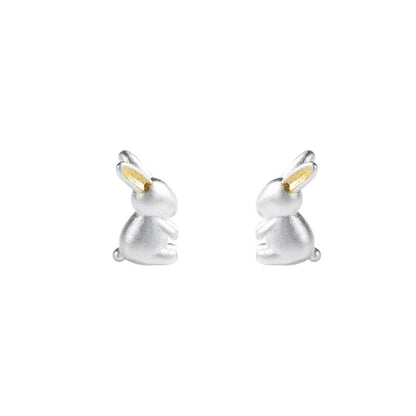 Sterling Silver Little White Rabbit Earrings All Body Silver Cute Rabbit-Jewearrings