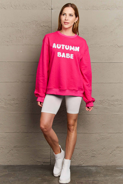 Simply Love Full Size AUTUMN BABE Graphic Sweatshirt-Jewearrings