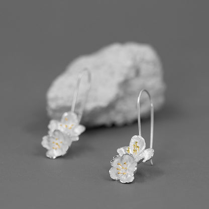 Women's Plain Silver Cherry Blossom Earrings-Jewearrings