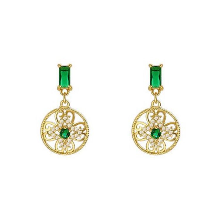 Emerald High-end French Retro Earrings Female Fashion Super Fairy Earrings-Jewearrings