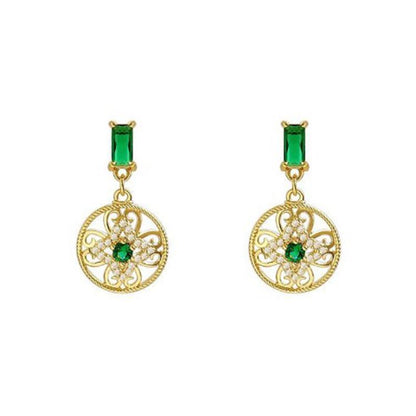 Emerald High-end French Retro Earrings Female Fashion Super Fairy Earrings-Jewearrings