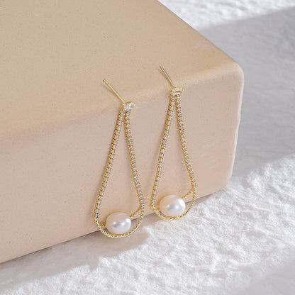 Temperament Female Gentle And Thin Natural Pearl Earrings-Jewearrings